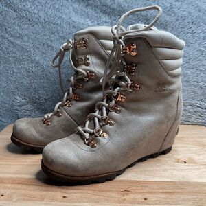 Sorel Conquest Holiday NL2771 Women's Metallic Pops Gold Rose Wedge Boots Size 9